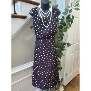 Studio I Black Red & White Polyester Round Neck Sleeveless Knee Length Dress 20W